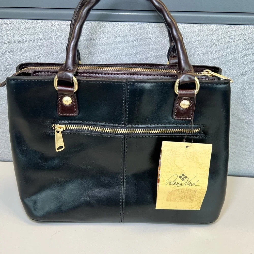 New Patricia Nash Dorothy Leather Satchel Braided Trim and Crossbody Strap
